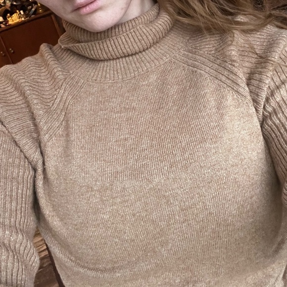 Camel brown Merino Wool blend Turtleneck sweater • size Medium - Picture 8 of 15